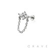 FLOWER MARQUISE CZ CHAIN TOP 316L SURGICAL STEEL THREADLESS (PUSH IN ) LABRET SET